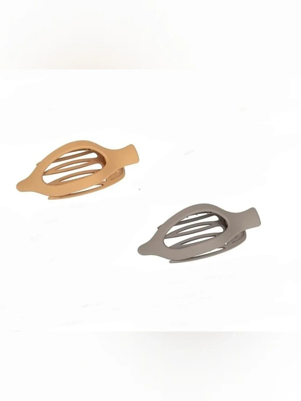 Neutral Oval Flat Hair Claw Clips - Taupe/Gray & Tan BNIB